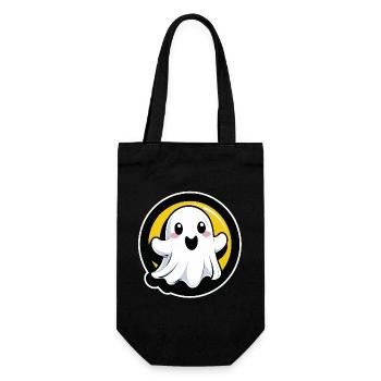 Kawaii ghost in a circle - Gift Bag for Bottles - black - Front
