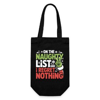 Funny Naughty List Regret Nothing Christmas - Gift Bag for Bottles - black - Front