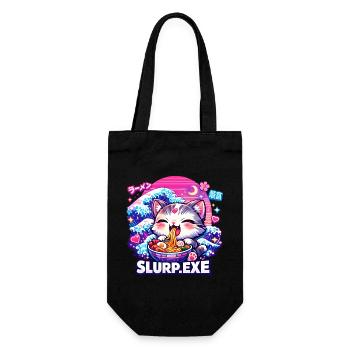 Kawaii Cat Ramen Noodles Anime Cat - Gift Bag for Bottles - black - Front