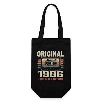 März 1986 Vintage März 1986 - Geschenkbeutel für Flaschen - Schwarz - Vorne