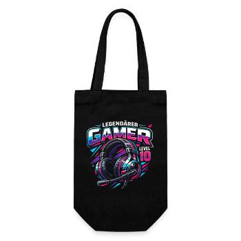 Level 10 Complete Geburtstag Gamer - Geschenkbeutel für Flaschen - Schwarz - Vorne