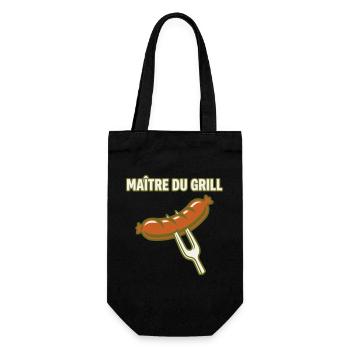 Maître du grill saucisse barbecue pique viande - Sac à bouteille - noir - Devant