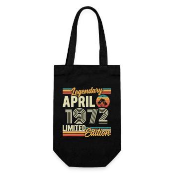 April 1972 54th Anniversary Gift - April 1972 - Gift Bag for Bottles - black - Front