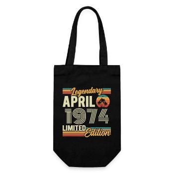 April 1974 52nd Anniversary Gift - April 1974 - Gift Bag for Bottles - black - Front