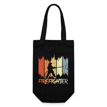 Feuerwehr Retro Look - Geschenkbeutel für Flaschen - Schwarz - Vorne