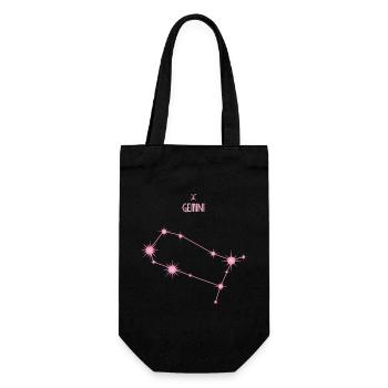 Gemini Zodiac Sign Star Constellation Pastel Pink - Gift Bag for Bottles - black - Front