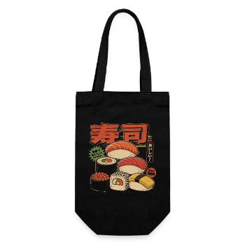 Sushi Retro Japan Style Illustration - Gift Bag for Bottles - black - Front