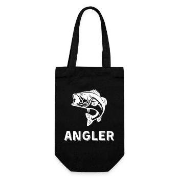 Angler Fisch Design – Geschenk für Fischer - Geschenkbeutel für Flaschen - Schwarz - Vorne