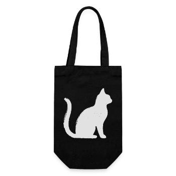 Katze - Geschenkbeutel für Flaschen - Schwarz - Vorne