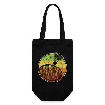 Vintage print with badminton racket and shuttlecock - Gift Bag for Bottles - black - Front