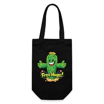 Cactus Free Hugs Funny Cartoon - Gift Bag for Bottles - black - Front