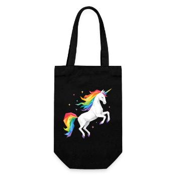Licorne arc-en-ciel géométrique - Sac à bouteille - noir - Devant