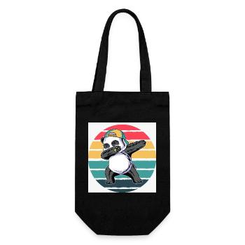 Retro-Panda - Geschenkbeutel für Flaschen - Schwarz - Vorne