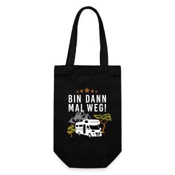 Bin dann mal weg! Mit dem Wohnmobil beim Camping - Geschenkbeutel für Flaschen - Schwarz - Vorne