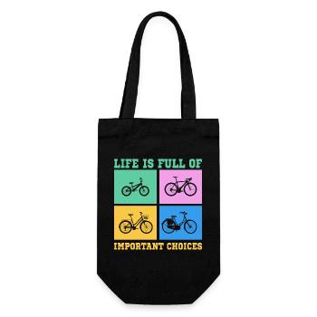 Fahrrad Life is full of improtant choices - Geschenkbeutel für Flaschen - Schwarz - Vorne