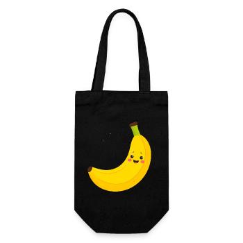 Yellow Kawaii Banana – Sweet Fruit Illustration Art - Gift Bag for Bottles - black - Front