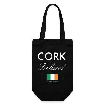 Cork Ireland Coordinates Travel Souvenir - Gift Bag for Bottles - black - Front