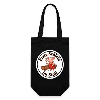 Erste Schicht Stall Ferkel Baby Shirt - Geschenkbeutel für Flaschen - Schwarz - Vorne