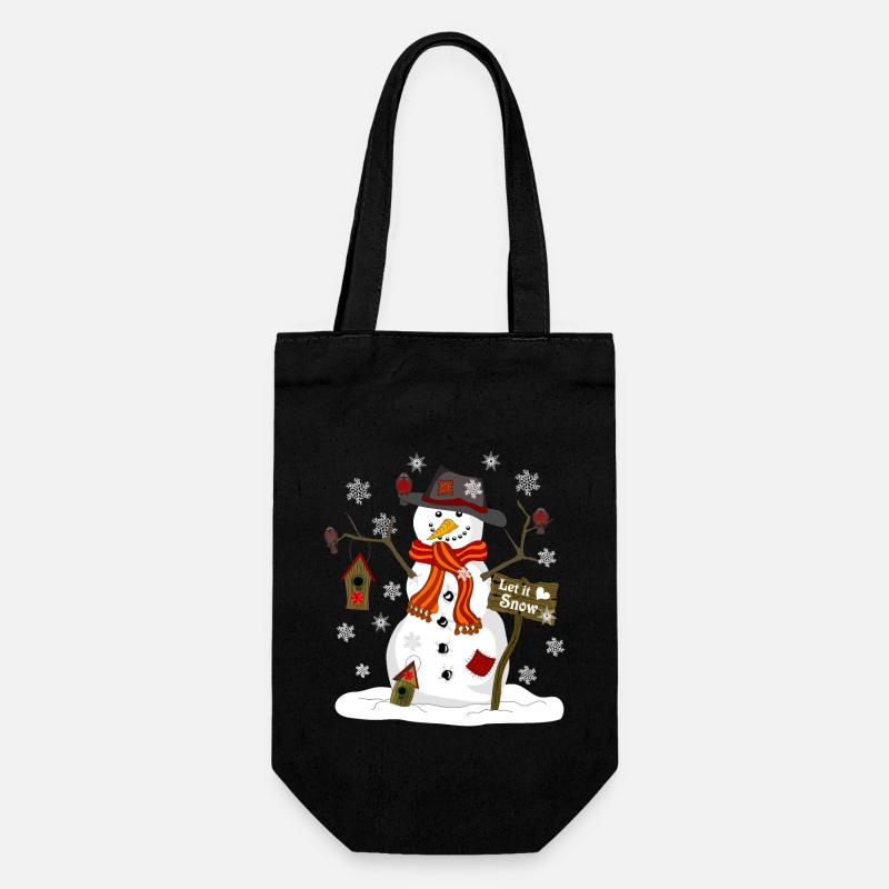 Schneemann - Geschenkbeutel für Flaschen - Schwarz