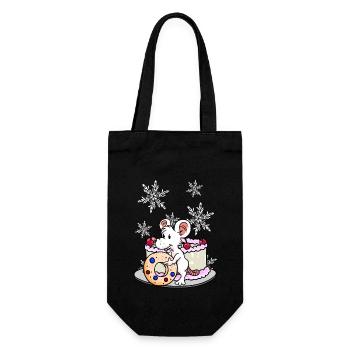 Xmas Christmas Mouse Snacking Christmas Gift - Gift Bag for Bottles - black - Front