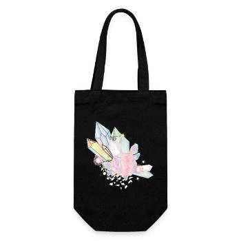 iridescent crystals with elven wings and rose - Gift Bag for Bottles - black - Front