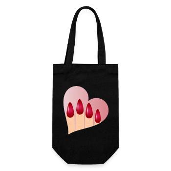 Maniküre mit Liebe - Herz mit roten Fingernägel - Geschenkbeutel für Flaschen - Schwarz - Vorne