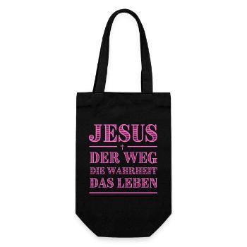 Jesus Weg Die Wahrheit Pink Typografie - Geschenkbeutel für Flaschen - Schwarz - Vorne