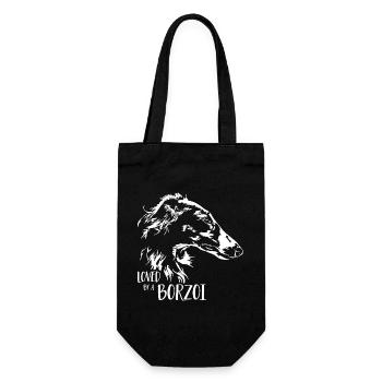 BARSOI loved by a BORZOI Hundespruch Wilsigns - Geschenkbeutel für Flaschen - Schwarz - Vorne