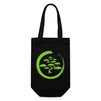 Green Japan tree - Gift Bag for Bottles - black - Front