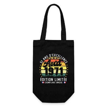 51 Ans Anniversaire Vintage Né en Août 1971 - Sac à bouteille - noir - Devant