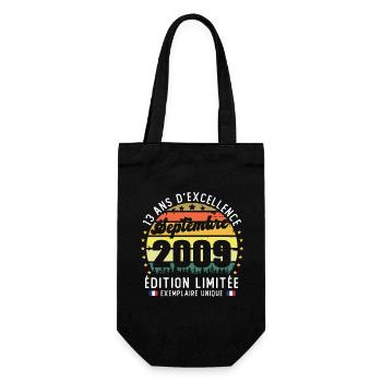13 Ans Anniversaire Vintage Né en Septembre 2009 - Sac à bouteille - noir - Devant