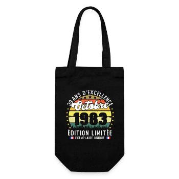39 Ans Anniversaire Vintage Né en Octobre 1983 - Sac à bouteille - noir - Devant