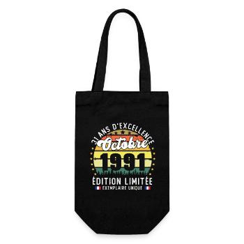 31 Ans Anniversaire Vintage Né en Octobre 1991 - Sac à bouteille - noir - Devant
