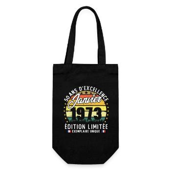Vintage Cadeau Anniversaire 50 Ans Janvier 1973 - Sac à bouteille - noir - Devant