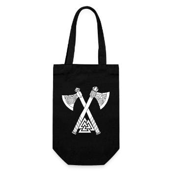 Haches et symbole viking blanc - Sac à bouteille - noir - Devant