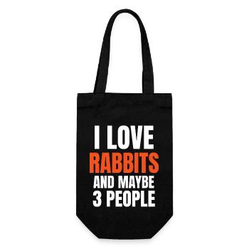 I Love Rabbits And Maybe 3 People Funny - Gift Bag for Bottles - black - Front
