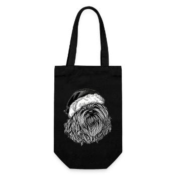 Weihnachten Hund süß lustig Hunde Tier Welpe 13 - Geschenkbeutel für Flaschen - Schwarz - Vorne
