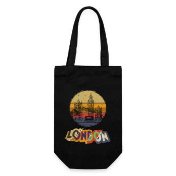 London England UK City Vintage Retro Skyline - Gift Bag for Bottles - black - Front
