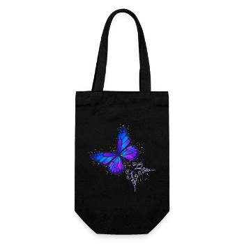 Butterfly blue and purple with starry sky - Gift Bag for Bottles - black - Front
