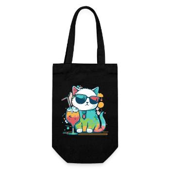 The coolest cat on the beach - Gift Bag for Bottles - black - Front