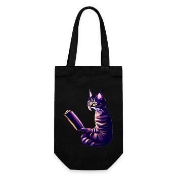 Kater Buch Katze Bücher Hauskatze Lesen Kätzchen - Geschenkbeutel für Flaschen - Schwarz - Vorne