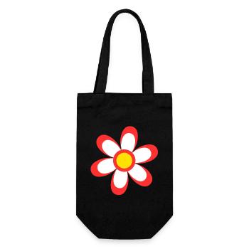 Disco-Blume, Vintage, Flower-Power - Geschenkbeutel für Flaschen - Schwarz - Vorne