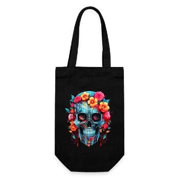 Cyborg Totenkopf Roboter Androide Sugar Skull - Geschenkbeutel für Flaschen - Schwarz - Vorne