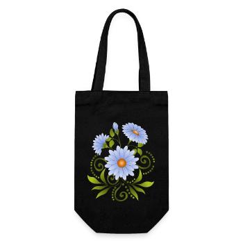 Blumen - Geschenkbeutel für Flaschen - Schwarz - Vorne
