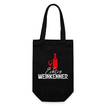 Rotwein Wein, Echter Weinkenner - Geschenkbeutel für Flaschen - Schwarz - Vorne