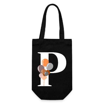 Buchstabe p Geburtstagsballon - Geschenkbeutel für Flaschen - Schwarz - Vorne