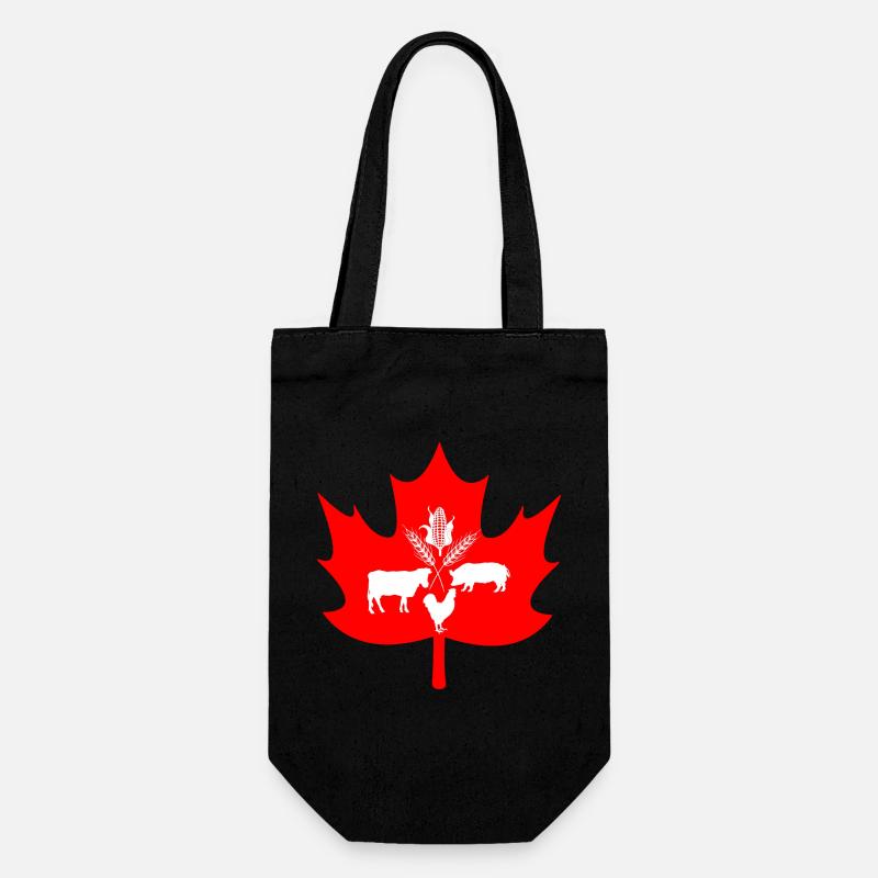 Logo des animaux de ferme à feuilles d’érable du Canada - Sac à bouteille - noir