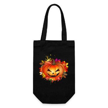 Halloween pumpkin with autumnal graffiti - Gift Bag for Bottles - black - Front