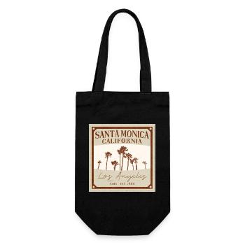 Santa Monica Retro Palmen - Geschenkbeutel für Flaschen - Schwarz - Vorne
