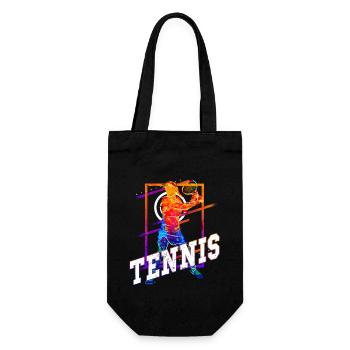Tennis Tennisspielerin Frau Sport Match Verein Fan - Geschenkbeutel für Flaschen - Schwarz - Vorne